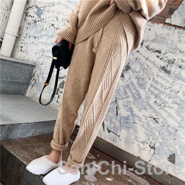 ニッドパンツ パンツ レディース 40代 秋 冬 ロング丈 ロングパンツ ボトムス 秋 冬 ウエスト...