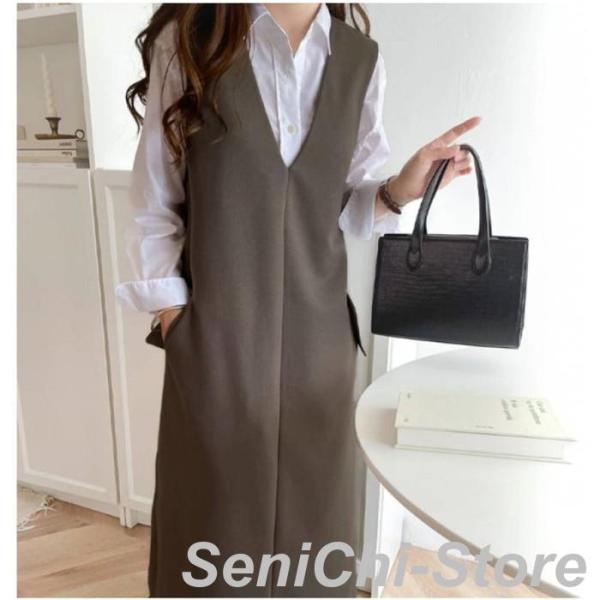 ワンピース レディース バックスリット ロングワンピース 深い Vネック マキシワンピース シンプル...