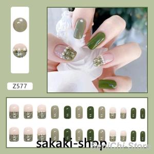 ネイルチップ ネイルシール 緑 花 透け感 デ...の詳細画像3