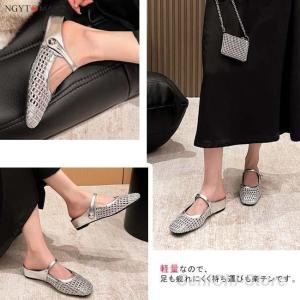 ミュールサンダル 通気性 ミュール かかとなし...の詳細画像3