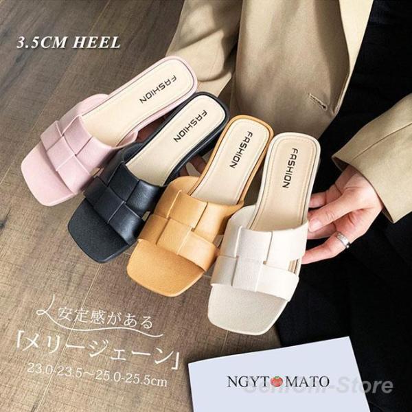 サンダル PVC 軽量 ラバーシューズ レインシューズ ミュール スクエアトゥ ミュールサンダル 雨...