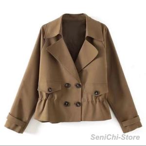 トレンチコート ショート丈 レディース 秋 ア...の詳細画像3