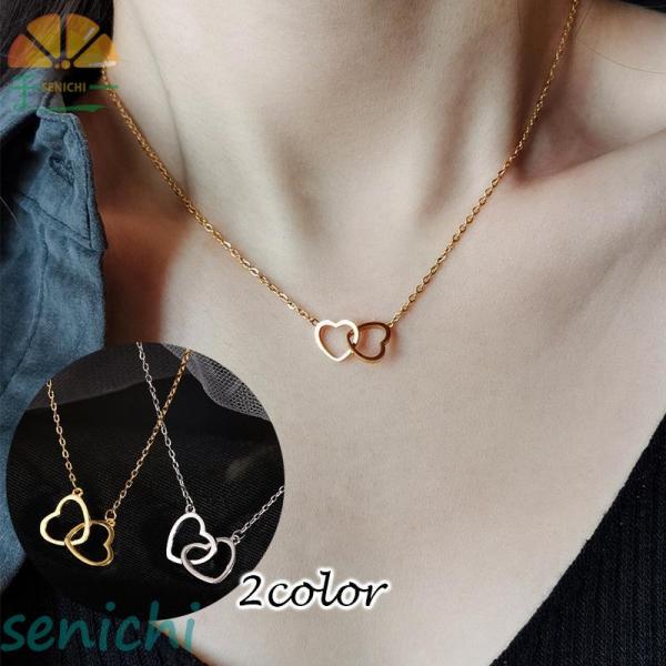 ネックレス ペンダント レディース アクセサリー ハート ダブル くり抜き おしゃれ かわいい 大人...