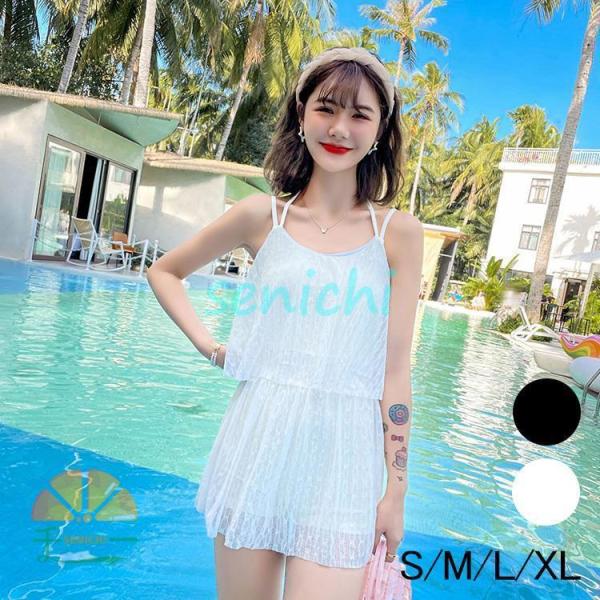 水着 レディース ワンピース水着 サロペット 夏 おしゃれ 小胸 ママ水着 バンドゥ 日焼け防止 大...