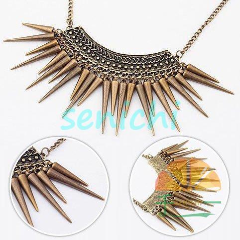 レトロボヘミアン ネックレス/スタッズ風 ジャラジャラ