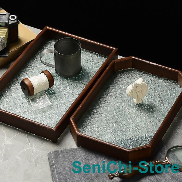 トレー トレイ お盆 キッチントレイ 正方形 スクエア キッチン用品 配膳 花柄 シック 滑り止め ...