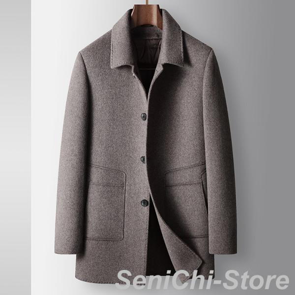 ウールコート 60%ウール メンズ チェスターコート ロングコート ビジネスコート アウター リバー...