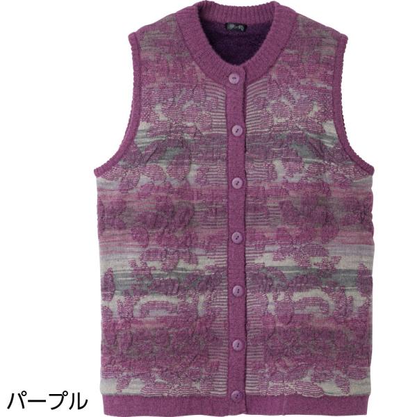 かすり調丸洗い裏ボアベスト   婦人 レディース トップス シニアファッション 敬老の日 母の日 ギ...