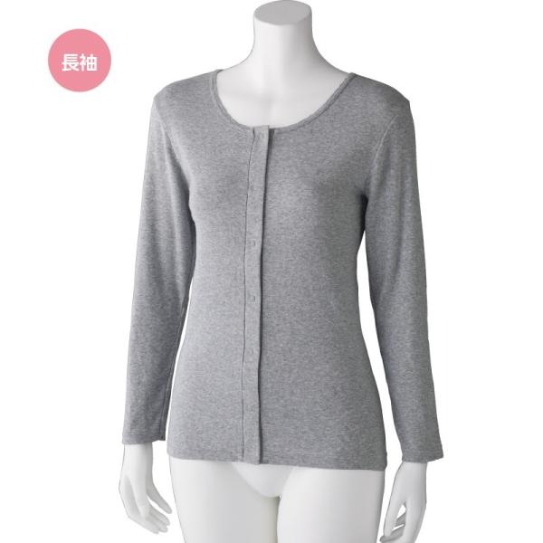 フライス杢長袖ホックインナー M L LL 下着 シニアファッション ギフト 婦人 レディース  高...