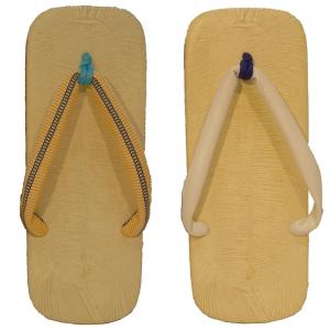 献健履 ビニール サナダ鼻緒 白合皮鼻緒 L 大工草履