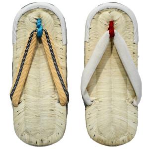 献健履 白竹草履 サナダ鼻緒・白鼻緒 L（特大） タイヤ底