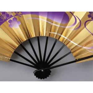 舞扇子 金、紫、桜 黒塗骨 京扇子 箱なしの詳細画像2