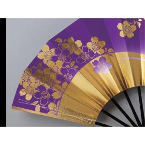 舞扇子 金、紫、桜 黒塗骨 京扇子 箱なしの詳細画像3