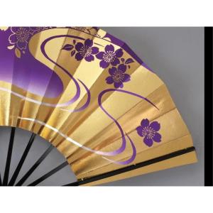 舞扇子 金、紫、桜 黒塗骨 京扇子 箱なしの詳細画像4