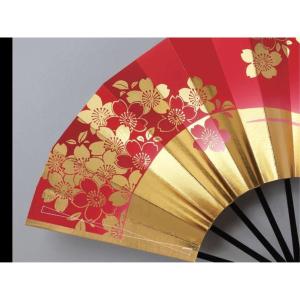 舞扇子 金、赤、桜 黒塗骨 京扇子 箱なしの詳細画像3