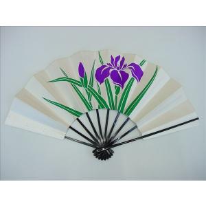 舞扇子 日本舞踊・踊り用 29cm あやめ 手書き パール地