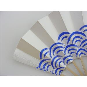 舞扇子 日本舞踊 踊り用 銀ハキ地青海波(せい...の詳細画像3