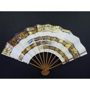 尺舞扇子 日本舞踊・踊り用 30cm 格子 濃紺 鳥の子地 京扇子 箱付き