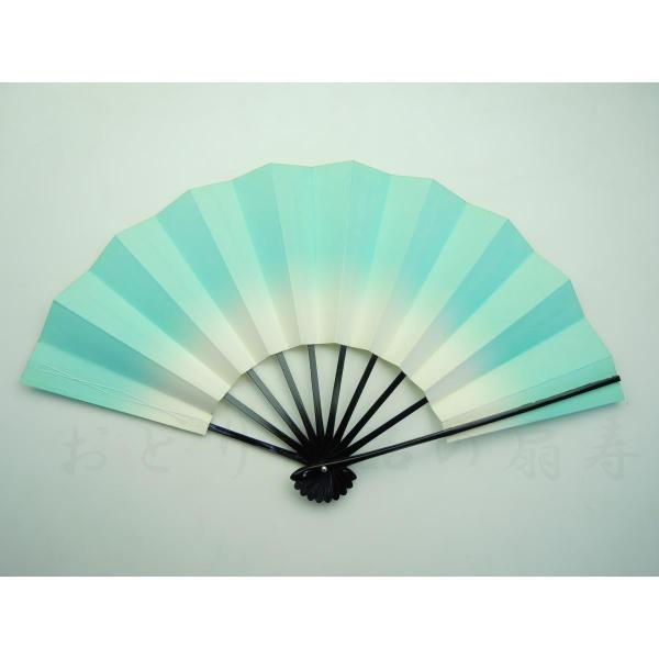 舞扇子 あけぼの ぼかし 黒塗 ブルー 京扇子 箱なし