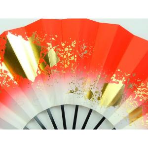 舞扇子 色紙ちらし 赤 京扇子 箱なしの詳細画像1