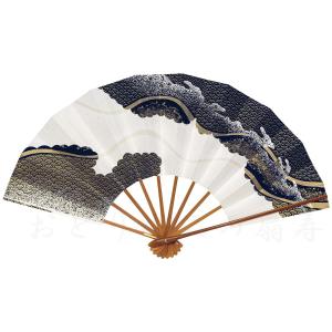 舞扇子 日本舞踊・踊り用 29cm あやめ・流水 手書き パール地 スス竹骨