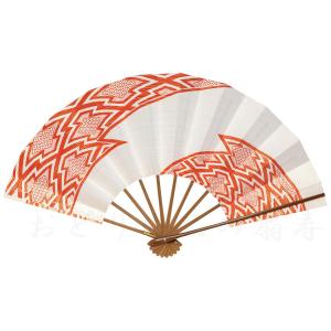 (703)舞扇　6本セット　パール　白　朱色　詩吟　舞踊　扇子 舞扇子 1526 金の桜柄 パールモミ地 白竹骨 京扇子 箱なし : おどり