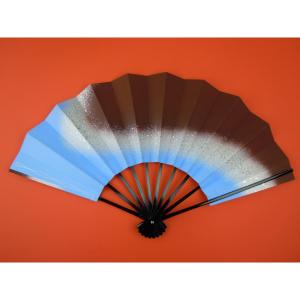 舞扇子 日本舞踊、踊り用 29cm 黒、金箔、銀箔 黒塗骨 京扇子 箱なし