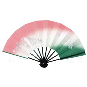舞扇子 日本舞踊、踊り用 29cm 銀光彩箔、ピンク、緑