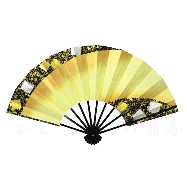 舞扇子 日本舞踊、踊り用 29cm 金箔、黒 黒塗骨 京扇子 箱なし