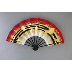 舞扇子 金箔桜柄・赤・白 愛 1370 黒塗骨 京扇子 箱なし : おどり用品