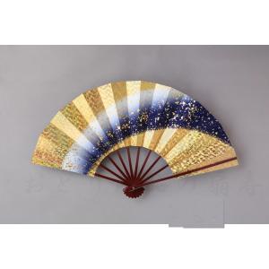 日本舞踊 扇子 金色 松 鶴 舞扇子 日本舞踊・踊り用 29cm 松 手書き 両面金 黒塗 箱なし : おどり