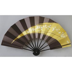 舞扇子 日本舞踊 踊り用 燻し金、緑 黒塗骨 京扇子 箱なし : おどり