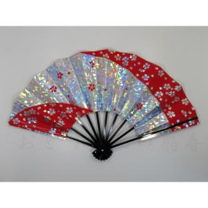 舞扇子 日本舞踊・踊り用 29cm あやめ 手書き パール地 黒塗骨 箱付き