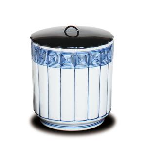 茶道具 水指 水差し 平水指 染付 桶側 桶川 割蓋 手塚桐鳳作