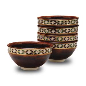 茶道具 天目形 数茶碗 二十客 茶道具】鉄銹釉 帯七宝繋 天目形 数茶碗 10碗揃 *巌窯*