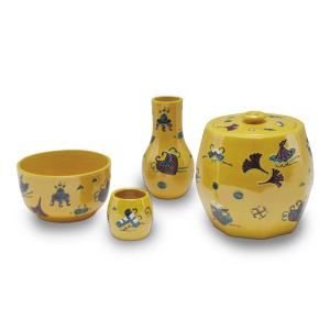 皆具 かいぐ 紺紫交趾 菊唐草 谷口菁嵐作 茶道 茶道具 交趾焼 菊唐草