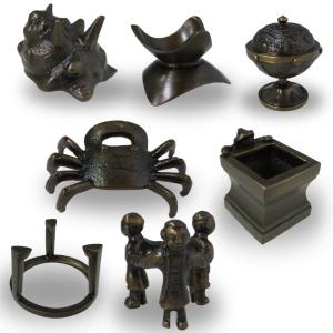 銅製 唐灯 家用供灯 茶台 置物 文房器 茶道具 香道具 装飾品 工芸品 茶道具 蓋置 唐銅 唐金 火舎蓋置 ほや 般若勘溪作 火屋蓋置 穂屋