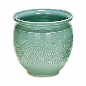 茶道具/水屋道具） 瀬戸 織部 水屋瓶（みずやかめ） 六兵衛陶苑 紙箱