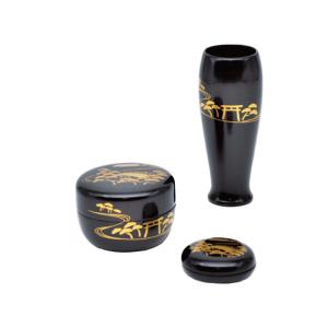 茶道具 水指 水差し 輪島塗 手桶水指 利休好 真塗 茶平一斎作 木製