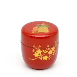 送料無料 （茶道具/茶器/棗） 山中塗 菊桐秋草蒔絵 面中次 和田寿峰作