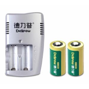 「WASHODO」DELIPOW CR123A充電器 3V 1200mah 16340 リチウム 充電電池と充電器セット 高品質 三ヶ月安心保証付き （電池２本、充電器1個）C｜千客屋