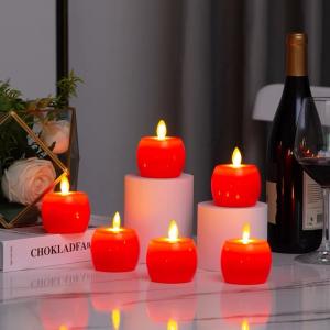 LED キャンドルライト 2個セット 本物の炎のような揺れ クリスマス 結婚会場 などにおすすめ リンゴ型　かわいい　ロウソク 照明  電池式 おしゃれ 関節照明｜千客屋