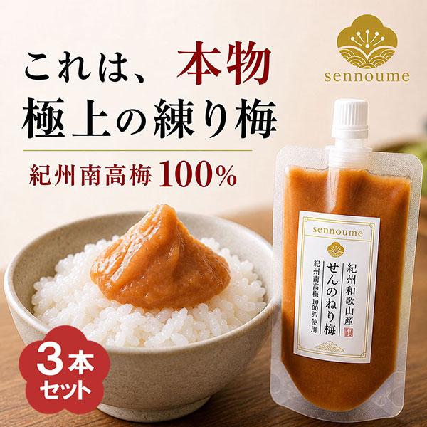 練り梅 ねり梅 梅干し 3本 高級 梅肉 140g×3本 ペースト チューブ 介護食 国産 減塩 爆...