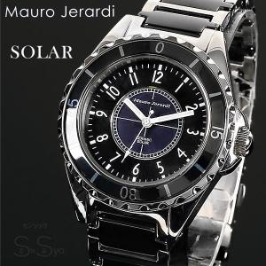 Mauro Jerardi セラミック ソーラー腕時計 メンズ ブラック アナログ 3気圧防水 マウロジェラルディ MJ041-1｜senssyo