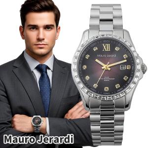 MJ075-2 マウロジェラルディ ソーラー腕時計 メンズ ストーンベゼル レッドグラデーション 10気圧防水 日付表示付