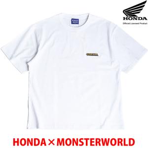 HONDA×MONSTER WORLD 半袖 Tシャツ GORILLA ホワイト 綿100％ クルーネック メンズ レディース ホンダ コラボ バイクイラスト 53882803
