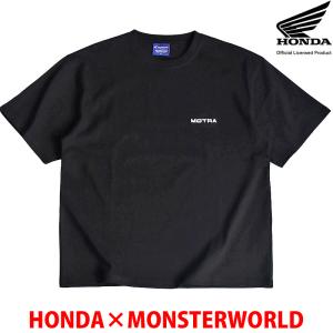 HONDA×MONSTER WORLD 半袖 Tシャツ MOTRA ブラック 綿100％ クルーネック メンズ レディース ホンダ コラボ モトラ バイクイラスト 53882804