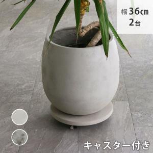 セメント製キャスター付きプランターキャリー36cm 2台組 TR360-2P