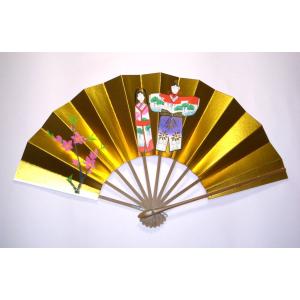 外国へのお土産飾り扇子/七福神セット＜ゴマ竹台付き ＞(Ra303) : 扇子