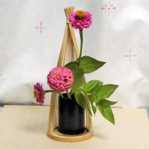 伝統的工芸品 駿河竹千筋細工 花器 花暦12 煤竹風 キャンドルライト